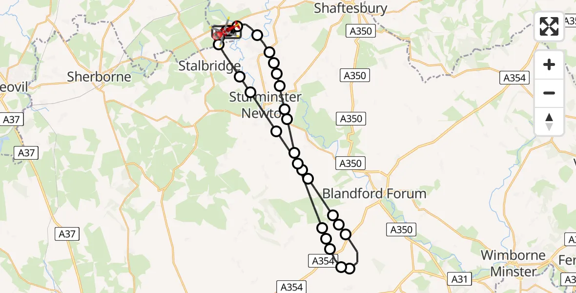 Flight route Air Ambulance Helicopter Henstridge Airfield - Henstridge Airfield, 04 August 2026, 11:22