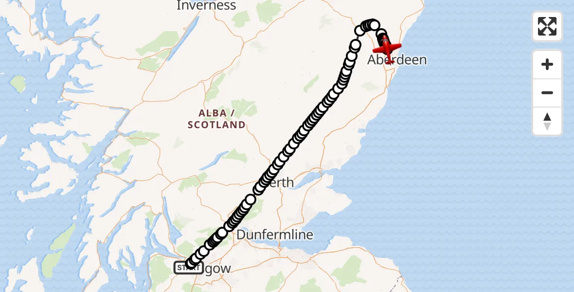 Flight route Air Ambulance Aircraft Glasgow Airport - Aberdeen International Airport, 04 August 2026, 11:24