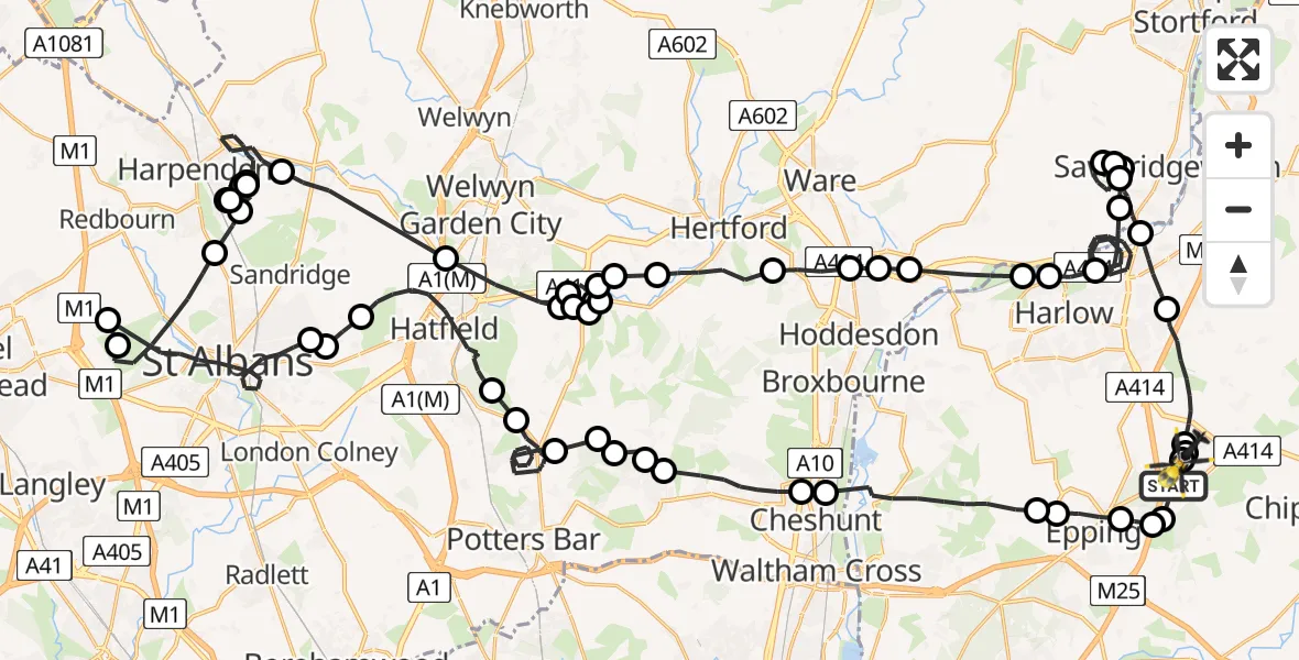 Flight route Police Helicopter North Weald Airfield - North Weald Airfield, 04 August 2026, 12:15