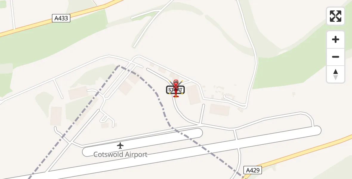 Flight route Air Ambulance Helicopter Cotswold Airport - Cotswold Airport, 04 August 2026, 12:57