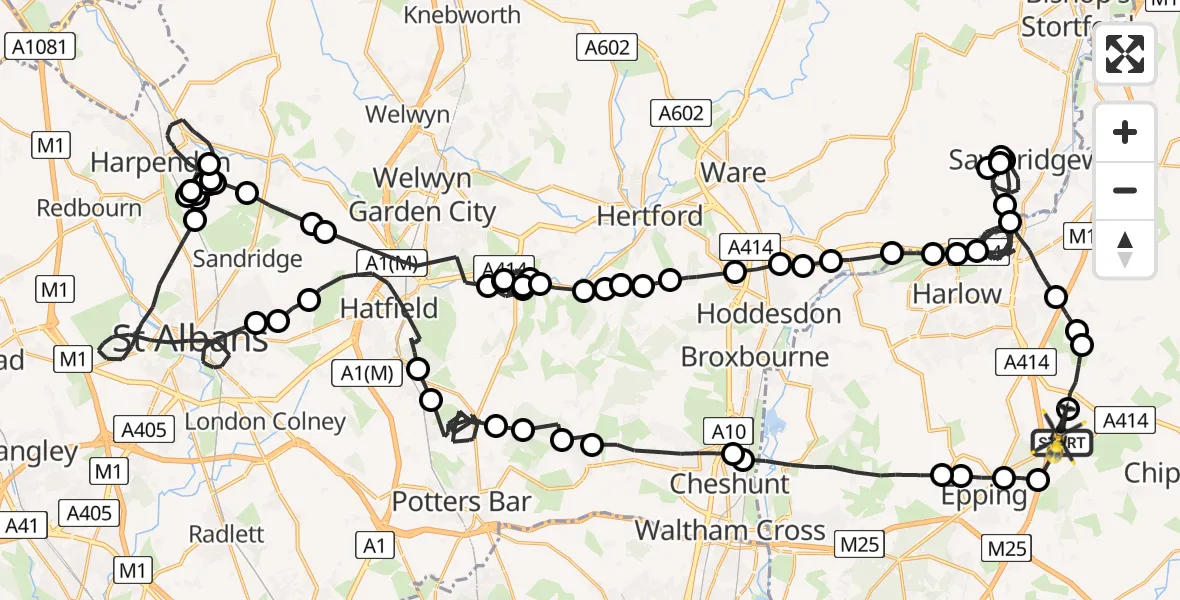 Flight route Police Helicopter North Weald Airfield - North Weald Airfield, 04 August 2026, 13:56