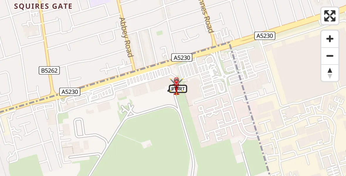 Flight route Air Ambulance Helicopter Blackpool Airport - Blackpool Airport, 04 August 2026, 14:23
