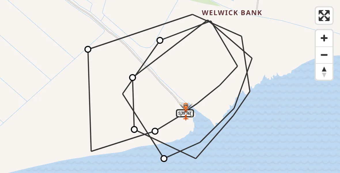 Flight route Coastguard Helicopter Welwick - Welwick, 04 August 2026, 14:56