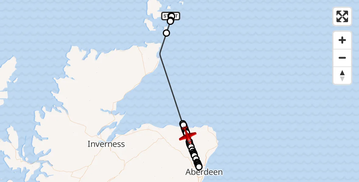 Flight route Air Ambulance Aircraft Sands of Beeman - Aberdeenshire, 04 August 2026, 15:04