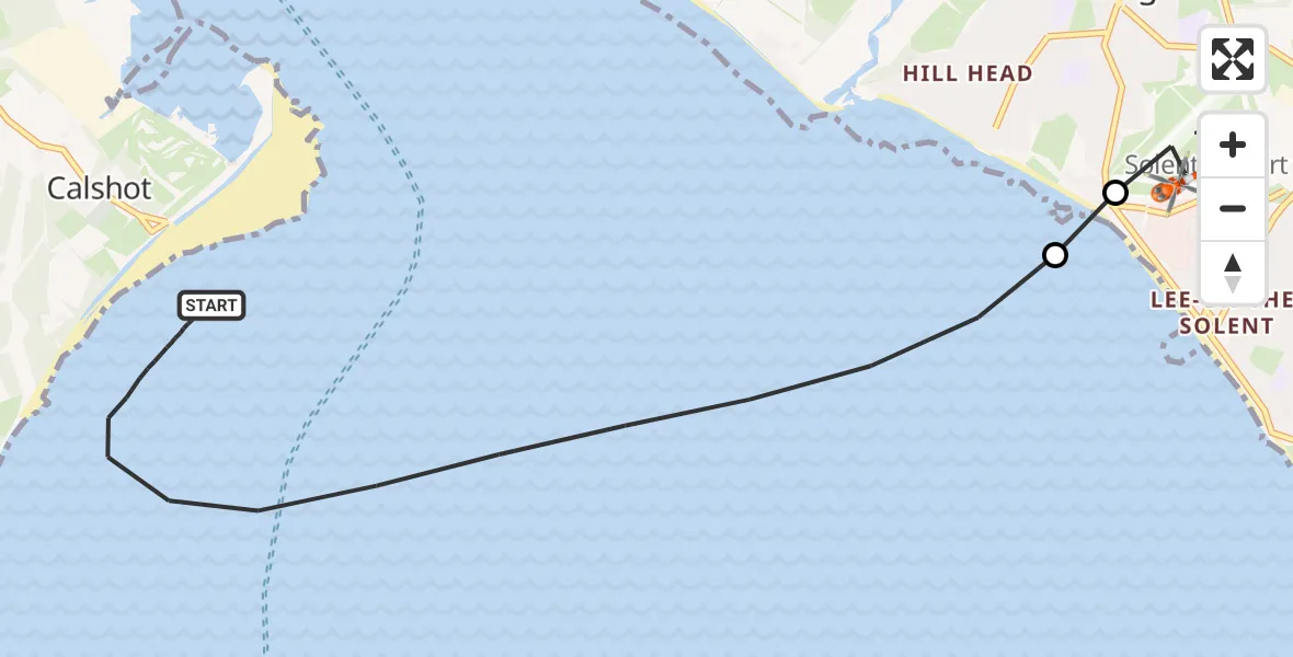 Flight route Coastguard Helicopter English Channel - Solent Airport, 04 August 2026, 15:51