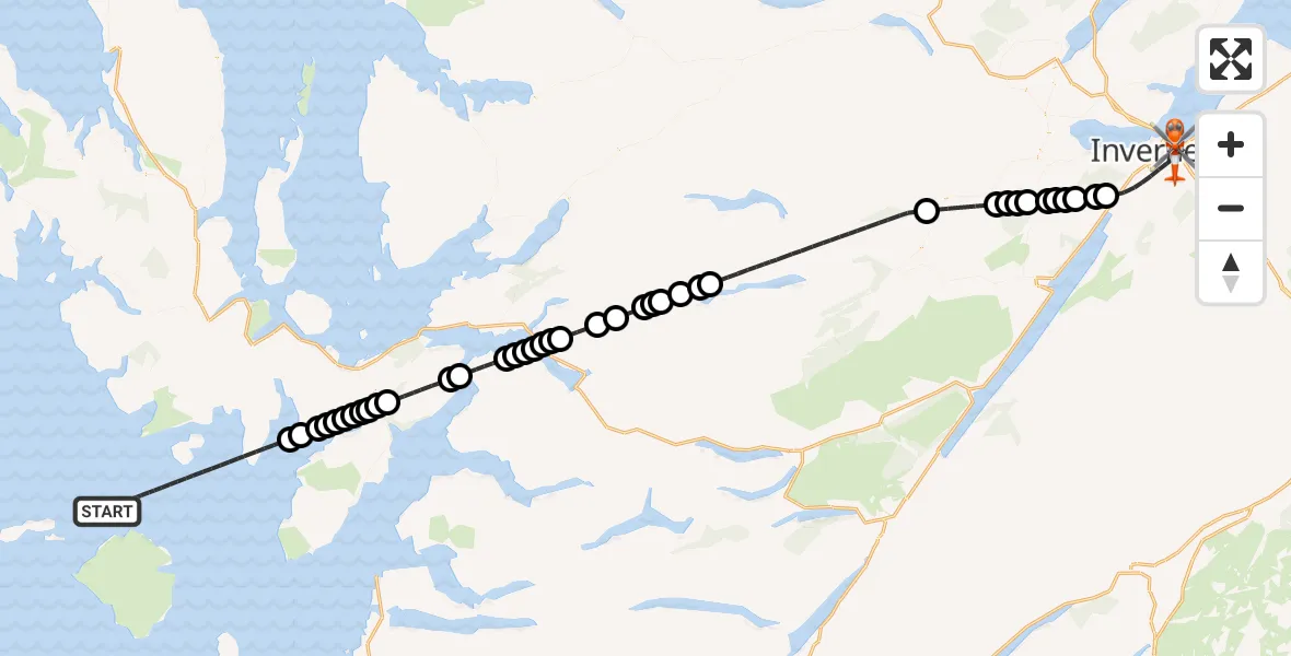 Flight route Coastguard Helicopter Inner Seas - Inverness, 04 August 2026, 19:54