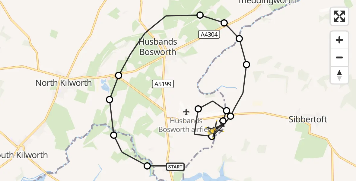 Flight route Police Helicopter Harborough - Harborough, 04 August 2026, 20:54