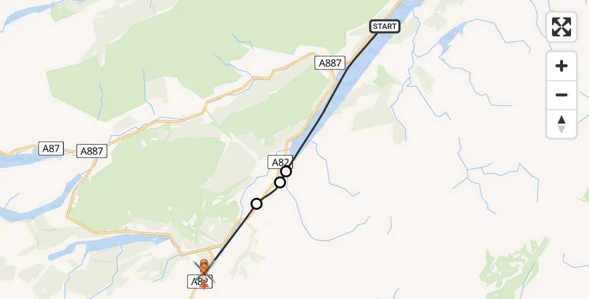 Flight route Coastguard Helicopter Loch Ness - North Laggan, 04 August 2026, 21:52