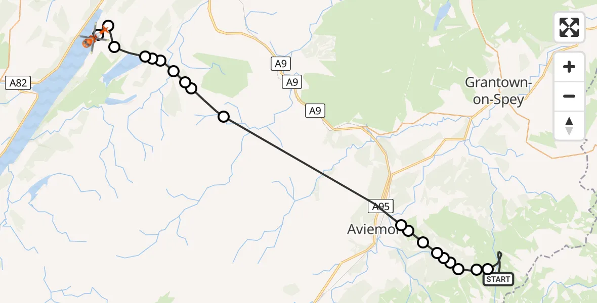 Flight route Coastguard Helicopter Highland - Loch Ness, 05 August 2026, 09:17