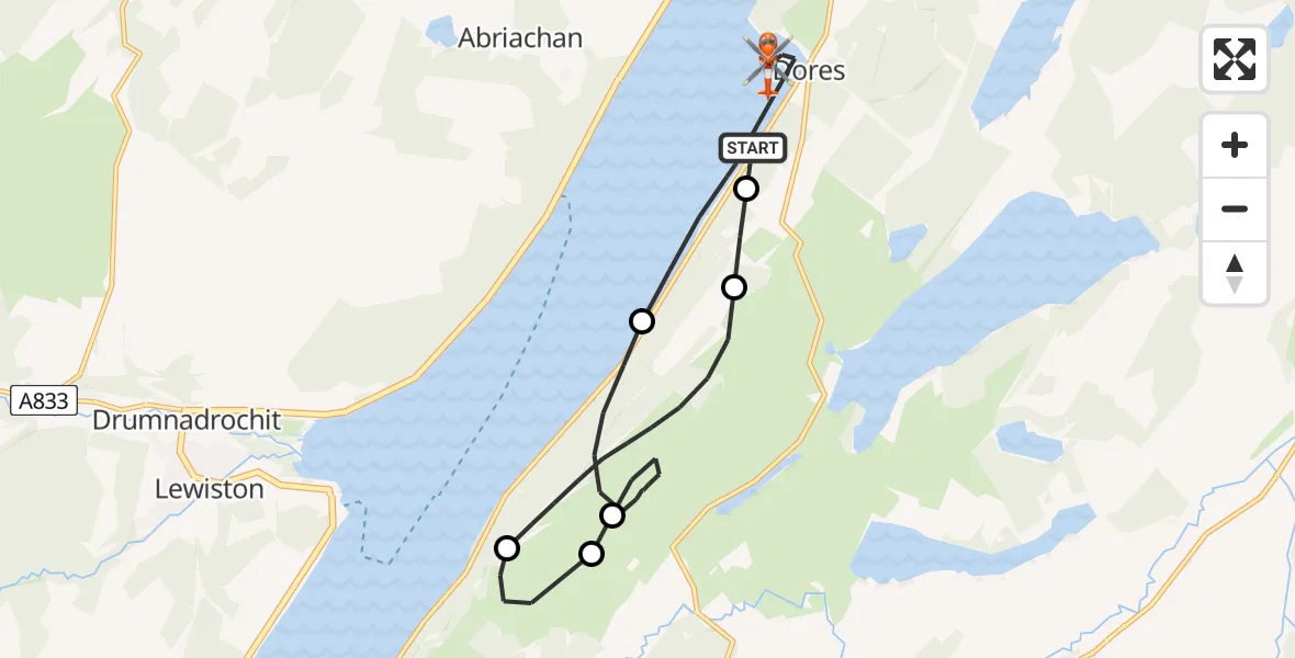 Flight route Coastguard Helicopter Loch Ness - Loch Ness, 05 August 2026, 09:37