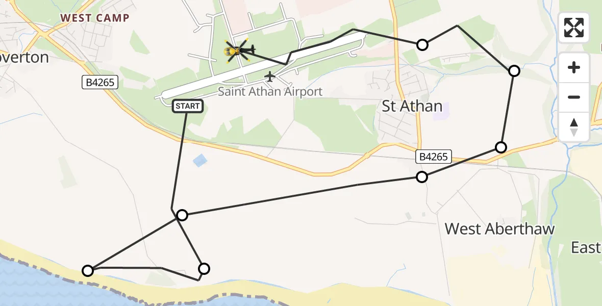 Flight route Police Helicopter MOD St Athan - MOD St Athan, 05 August 2026, 10:26