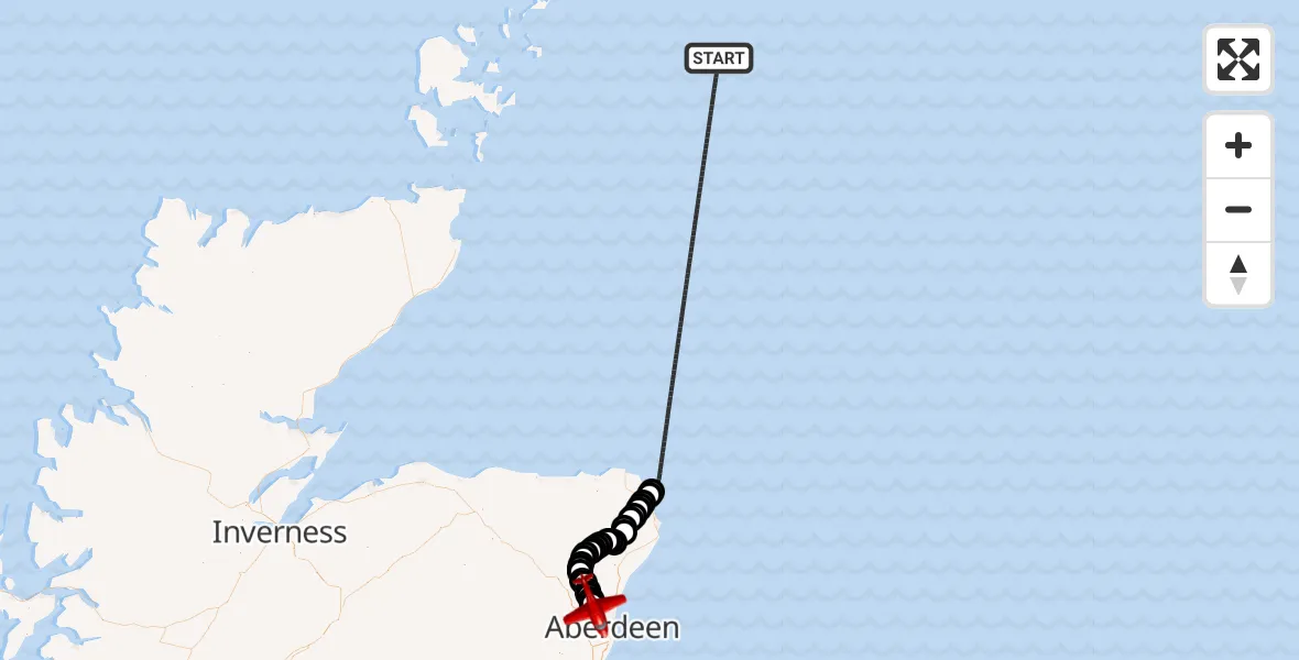 Flight route Air Ambulance Aircraft North Sea - Dyce and Stoneywood, 05 August 2026, 11:44