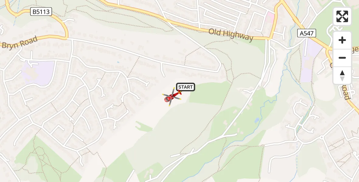 Flight route Air Ambulance Helicopter Colwyn Bay - Colwyn Bay, 05 August 2026, 12:49