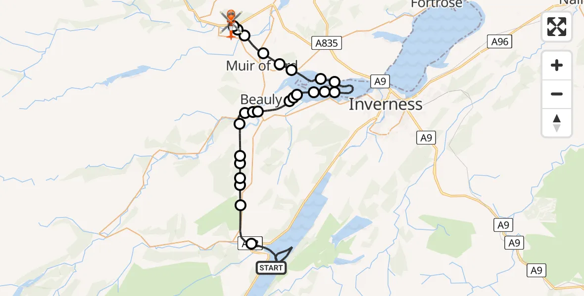 Flight route Coastguard Helicopter Loch Ness - Maryburgh, 05 August 2026, 13:27