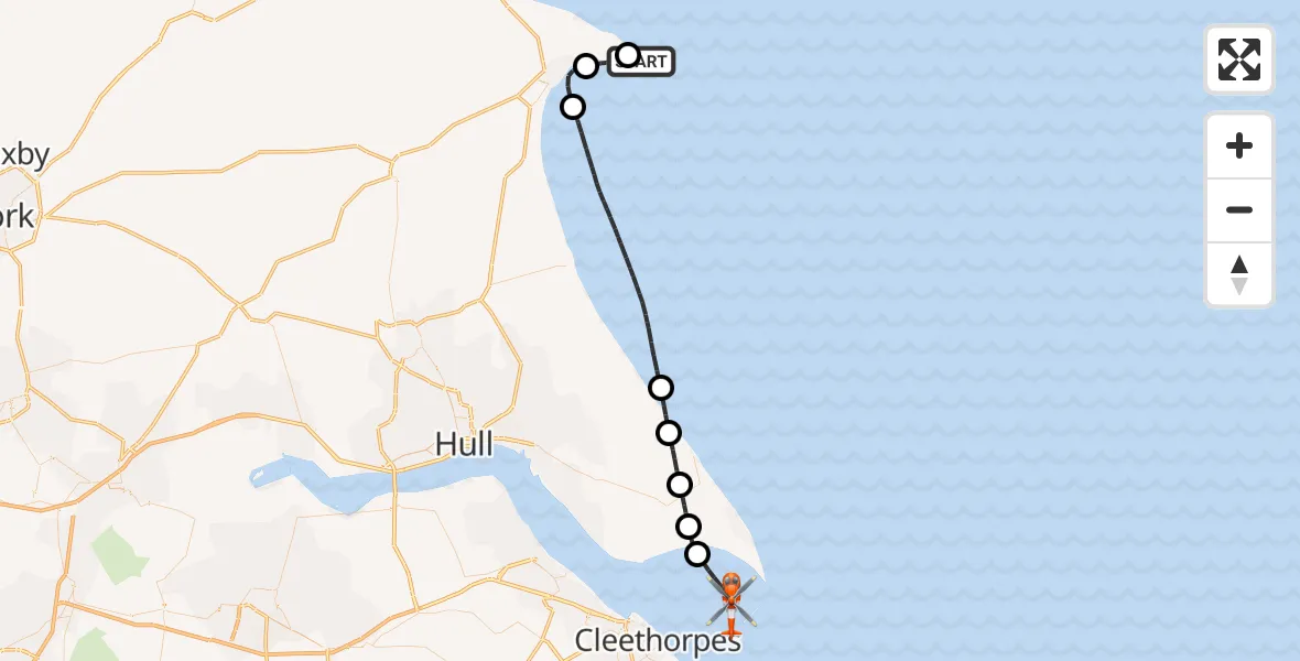 Flight route Coastguard Helicopter North Sea - North Sea, 05 August 2026, 13:57
