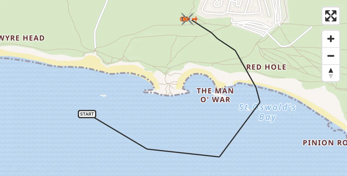 Flight route Coastguard Helicopter West Lulworth - West Lulworth, 05 August 2026, 15:07