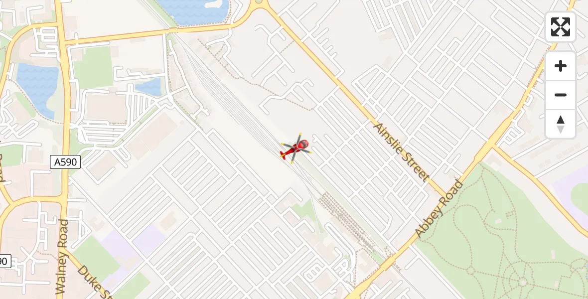 Flight route Air Ambulance Helicopter Barrow-in-Furness - Barrow-in-Furness, 05 August 2026, 15:26