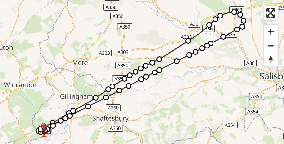 Flight route Air Ambulance Helicopter Henstridge Airfield - Henstridge Airfield, 05 August 2026, 16:21