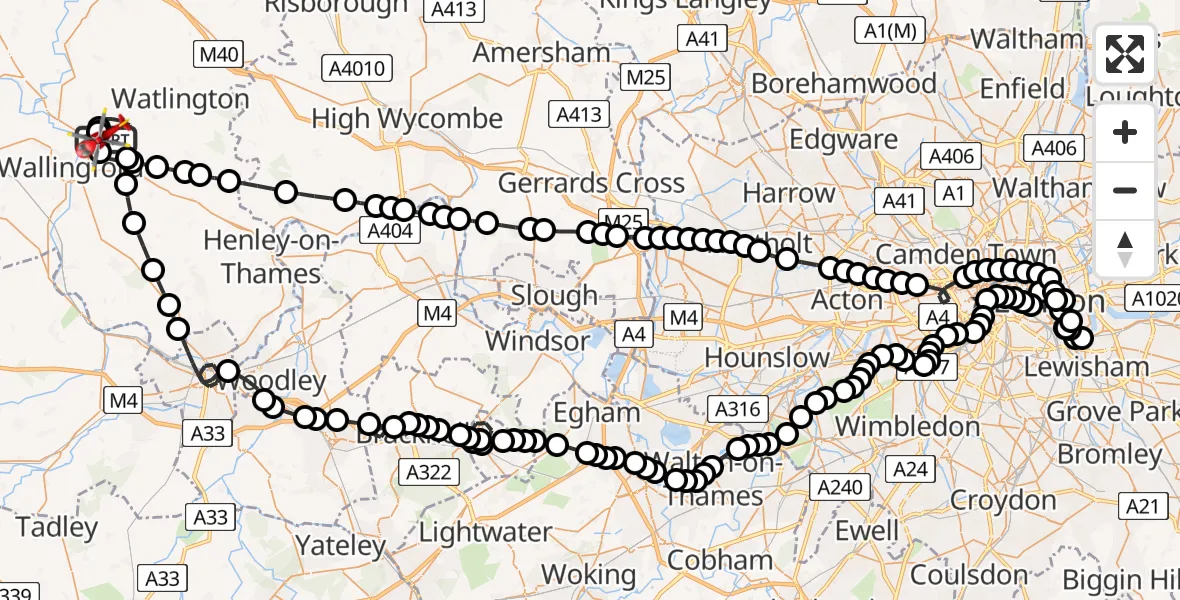 Flight route Air Ambulance Helicopter RAF Benson - RAF Benson, 05 August 2026, 17:48