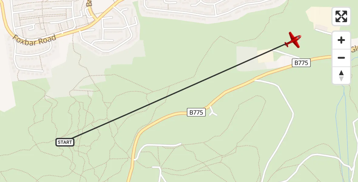 Flight route Air Ambulance Aircraft Elderslie - Elderslie, 05 August 2026, 23:00