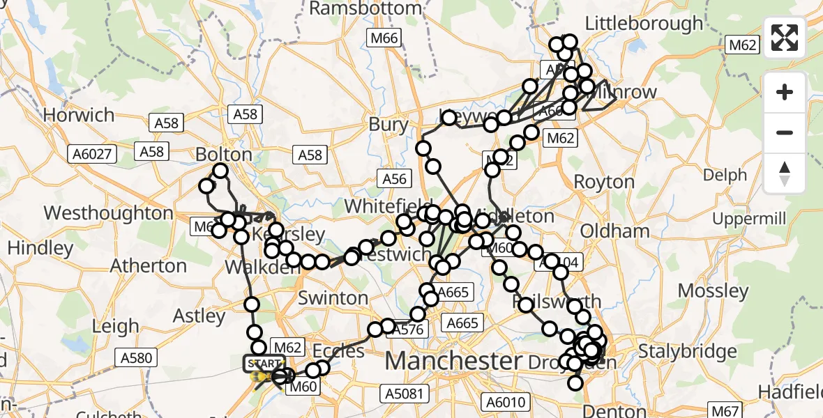 Flight route Police Helicopter Irlam - Manchester Barton Aerodrome, 06 August 2026, 00:14