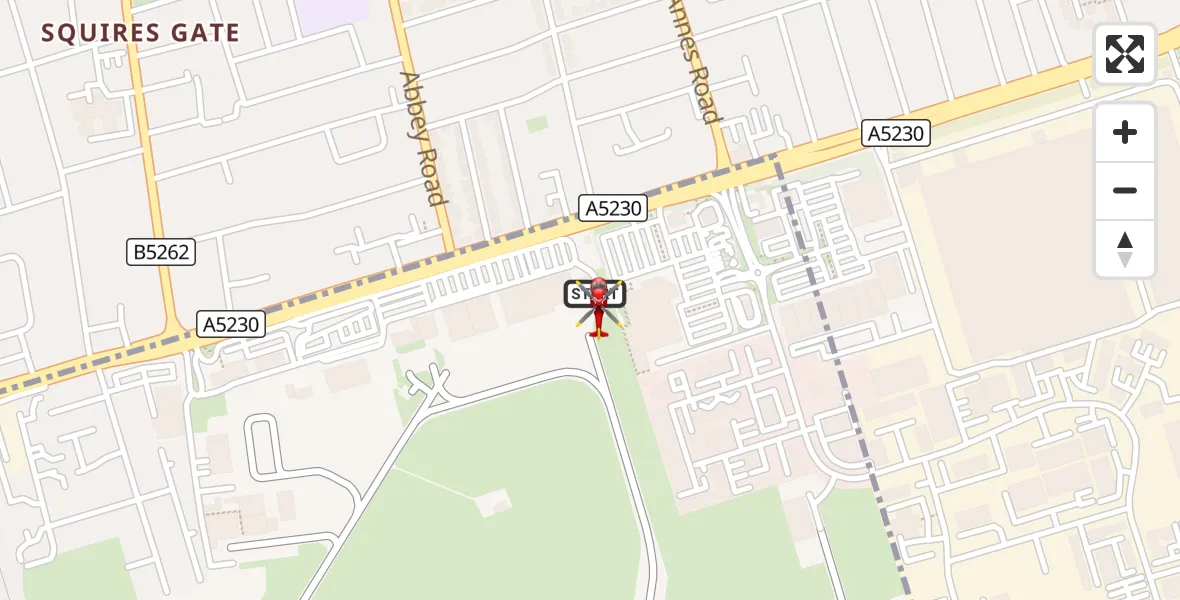 Flight route Air Ambulance Helicopter Blackpool Airport - Blackpool Airport, 06 August 2026, 07:12