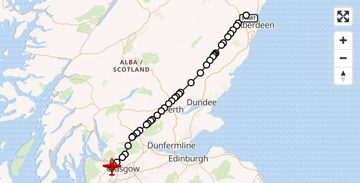 Flight route Air Ambulance Aircraft Aberdeen International Airport - Glasgow Airport, 06 August 2026, 08:15