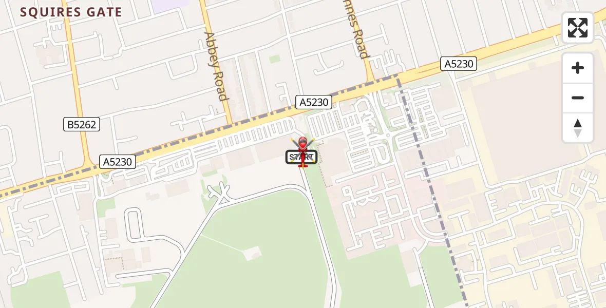 Flight route Air Ambulance Helicopter Blackpool Airport - Blackpool Airport, 06 August 2026, 09:35