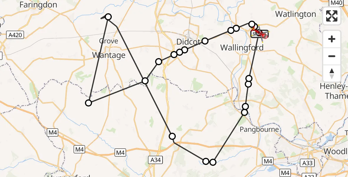 Flight route Air Ambulance Helicopter RAF Benson - RAF Benson, 06 August 2026, 09:57