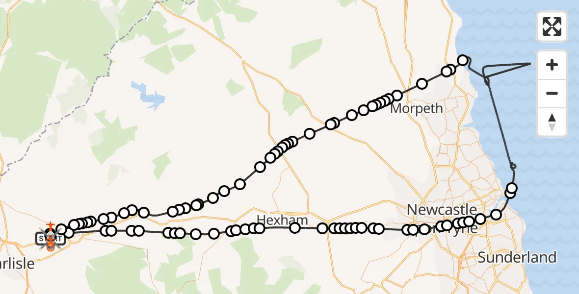 Flight route Coastguard Helicopter Carlisle Lake District Airport - Carlisle Lake District Airport, 06 August 2026, 13:08