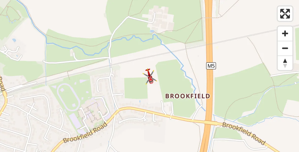 Flight route Air Ambulance Helicopter Tewkesbury - Tewkesbury, 06 August 2026, 13:22