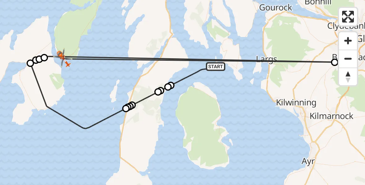 Flight route Coastguard Helicopter Inner Seas - Inner Seas, 06 August 2026, 13:55