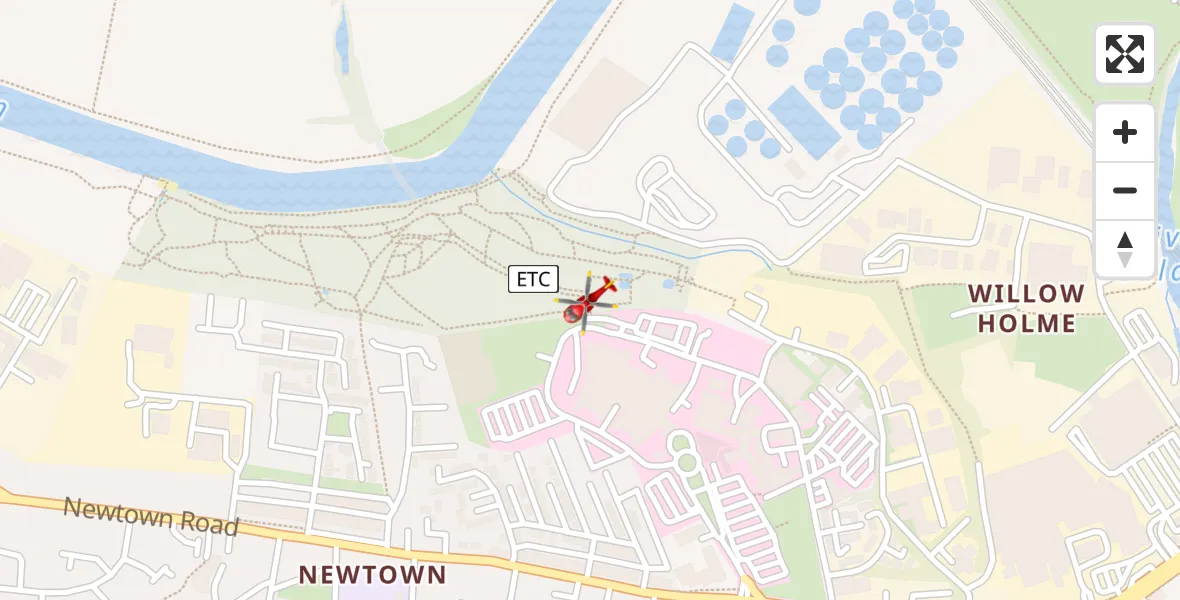 Flight route Air Ambulance Helicopter Carlisle General - Carlisle General, 06 August 2026, 14:10