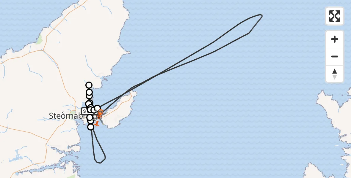 Flight route Coastguard Helicopter Stornoway Airport - Inner Seas, 06 August 2026, 14:31