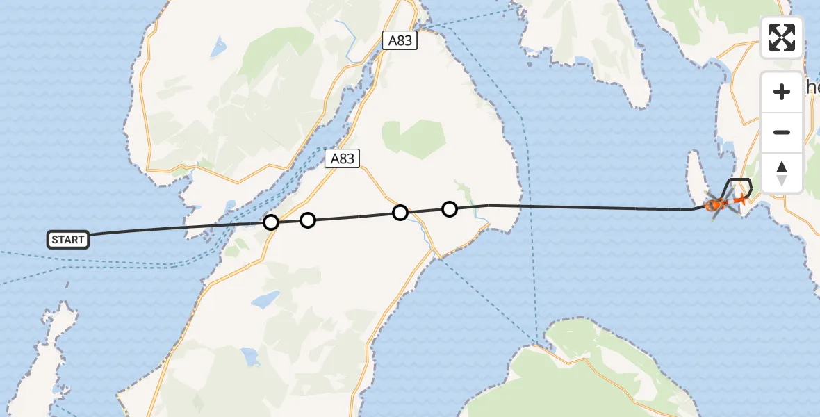 Flight route Coastguard Helicopter Inner Seas - Inner Seas, 06 August 2026, 15:11