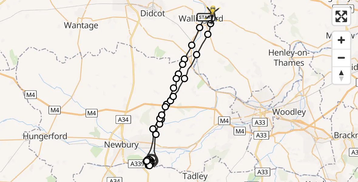 Flight route Police Helicopter Crowmarsh Gifford - Crowmarsh Gifford, 06 August 2026, 15:51