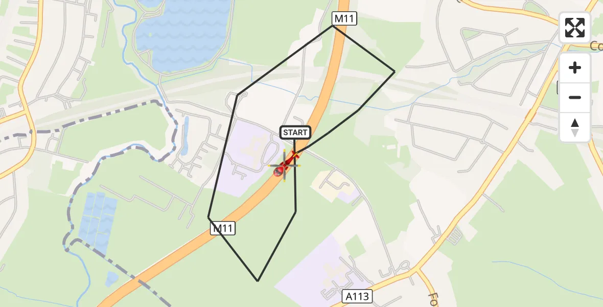 Flight route Air Ambulance Helicopter Chigwell - Chigwell, 06 August 2026, 15:53