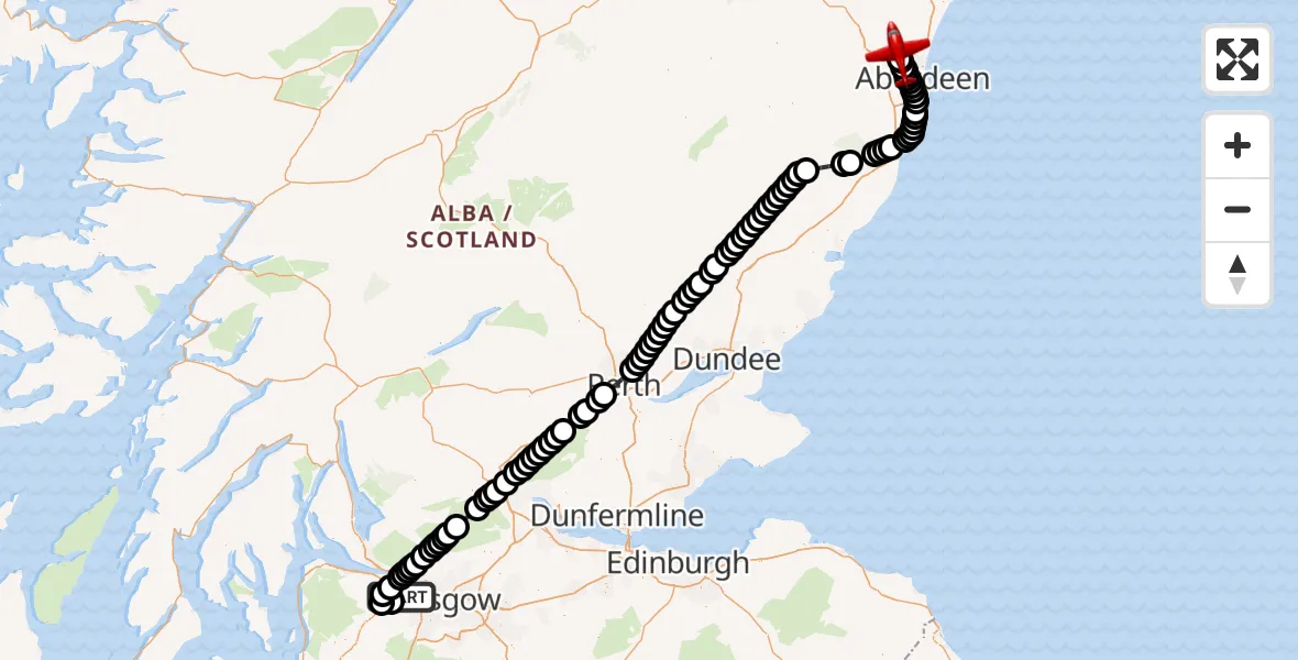 Flight route Air Ambulance Aircraft Glasgow Airport - Aberdeen International Airport, 06 August 2026, 16:30