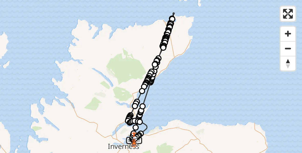 Flight route Coastguard Helicopter Inverness Airport - Inverness Airport, 06 August 2026, 17:25