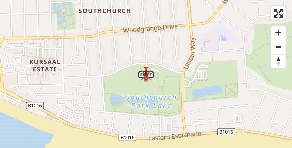 Flight route Air Ambulance Helicopter Southchurch - Southchurch, 06 August 2026, 18:16