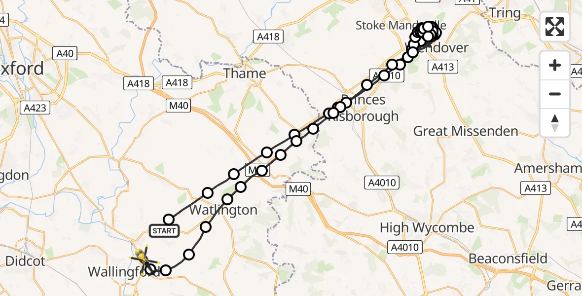 Flight route Police Helicopter Ewelme - Crowmarsh Gifford, 06 August 2026, 20:17