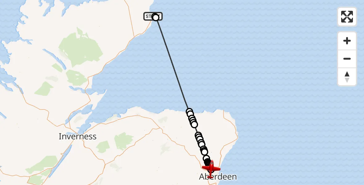 Flight route Air Ambulance Aircraft Wick John O'Groats Airport - Aberdeen International Airport, 06 August 2026, 22:03