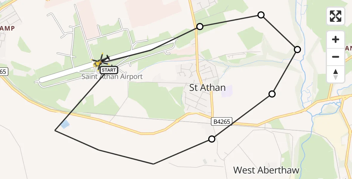 Flight route Police Helicopter MOD St Athan - MOD St Athan, 06 August 2026, 22:14