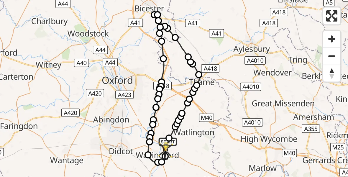 Flight route Police Helicopter RAF Benson - Crowmarsh Gifford, 06 August 2026, 22:57
