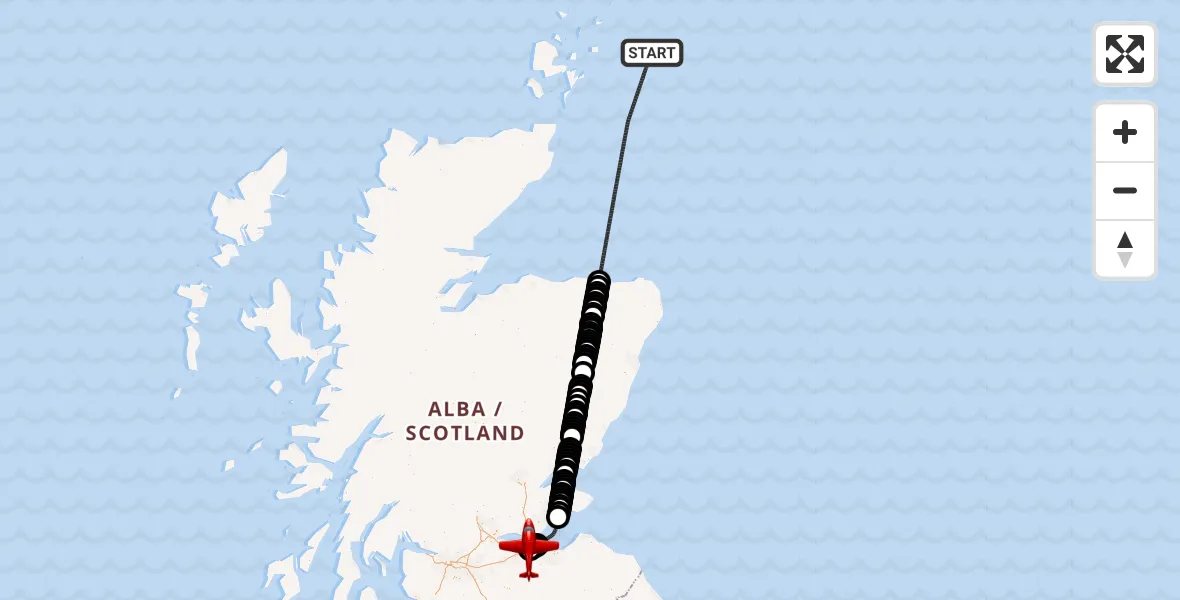 Flight route Air Ambulance Aircraft North Sea - Edinburgh Airport, 07 August 2026, 01:38
