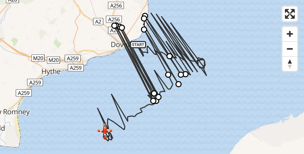 Flight route Coastguard Drone English Channel - English Channel, 07 August 2026, 01:59