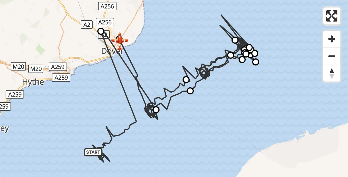 Flight route Coastguard Drone English Channel - Dover, 07 August 2026, 03:37