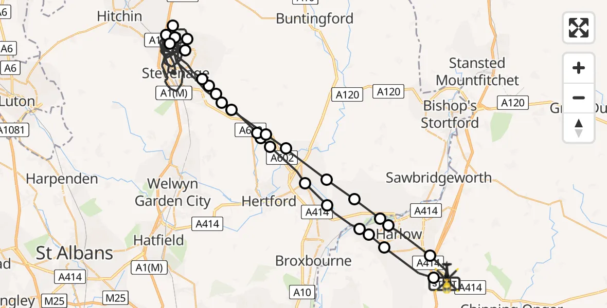 Flight route Police Helicopter North Weald Airfield - North Weald Bassett, 07 August 2026, 04:49