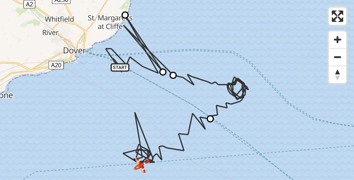 Flight route Coastguard Drone English Channel - English Channel, 07 August 2026, 07:30