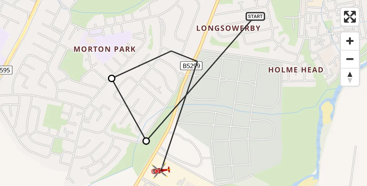 Flight route Air Ambulance Helicopter Carlisle - Cummersdale, 07 August 2026, 10:41